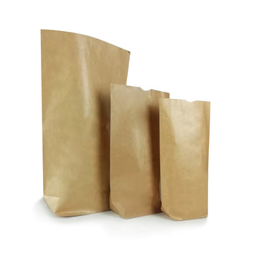 Sacchetto di carta, color avana, in piedi , tre diverse misure